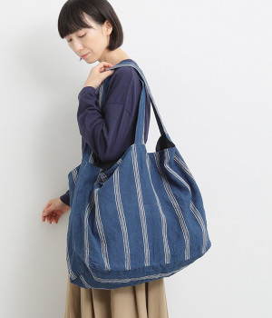 リネンドビーストライプバッグ(インディゴライト-ONESIZE)