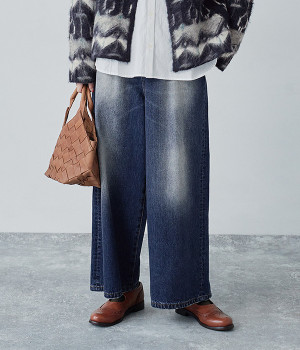 デニムワイドパンツ(ダーク-L)