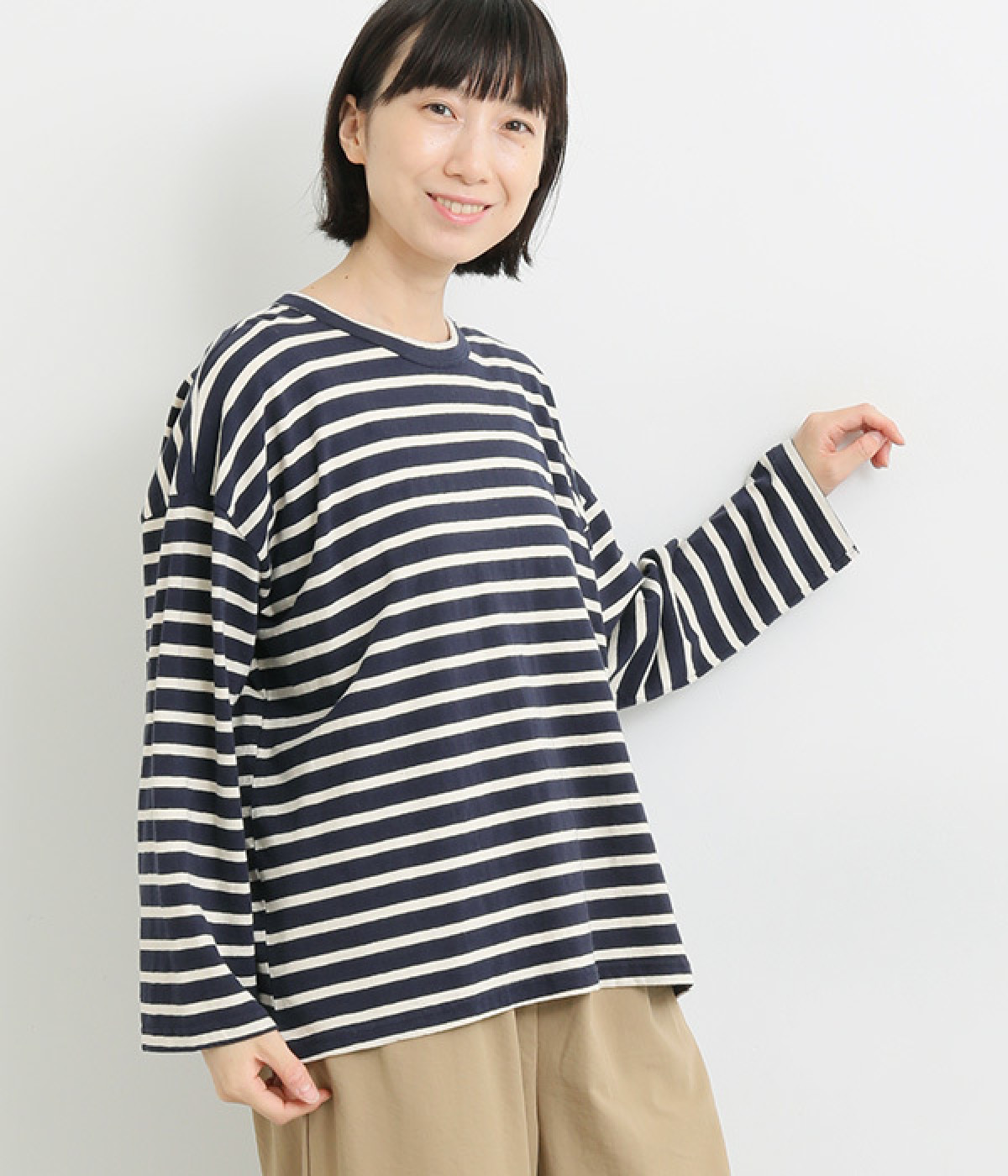 ICHI Antiquites＊リネンボーダープルオーバー ichi(イチ） 201253 リネンボーダープルオーバー プルオーバー