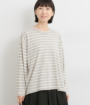 ボーダープルオーバー(グレー×ナチュラル-ONESIZE)