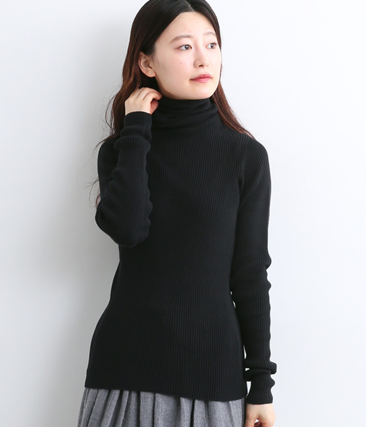 RIB JAPAN WHOLE GARMENT　タートルネックプルオーバー(ブラック-ONESIZE)