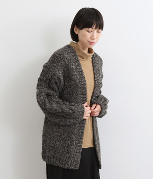 ペルーハンドニットカーディガン(チャコール-ONESIZE)