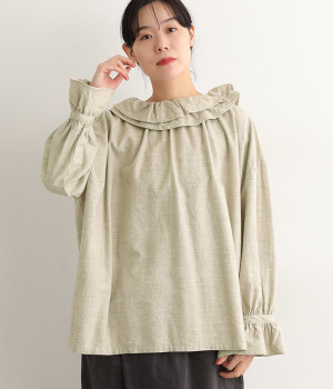 コットンヤクウール2WAYブラウス(ナチュラル-ONESIZE)