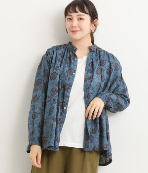 リネンフラワーシャツ(オーバーダイ-ONESIZE)