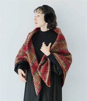 タータンウールシャギーストール