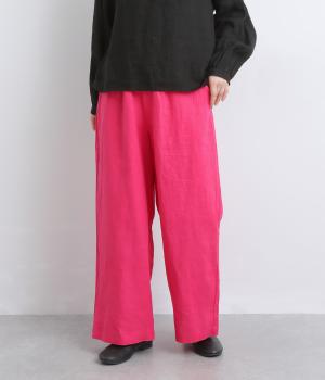 リネン　イージーパンツ(ピンク-F)