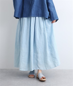 リネンナチュラル手染めインディゴスカート（ICHI Antiquites
