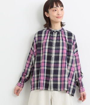 リネンコットンタータンチェックシャツ（ICHI Antiquites）の