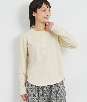 【UNDYED】コットンヘンリーネック(ナチュラル-ONESIZE)