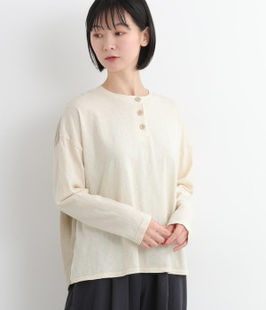 コットンファブリックヘンリーネック(ナチュラル/ナチュラル-ONESIZE)