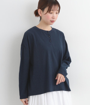 コットンファブリックヘンリーネック(ネイビー/インディゴ-ONESIZE)