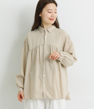 リネンコットンシャツ(ナチュラル-ONESIZE)