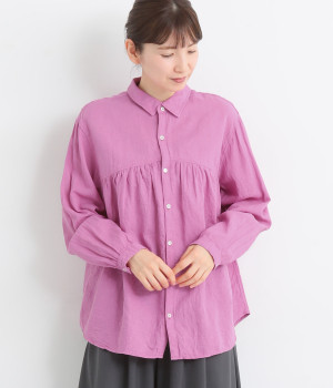 リネンコットンシャツ(ピンク-ONESIZE)
