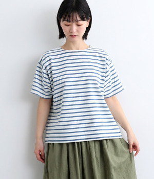 コットンインディゴプルオーバー(ホワイト×ブルー-ONESIZE)