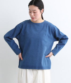 コットンインディゴロングTシャツ(インディゴ-ONESIZE)