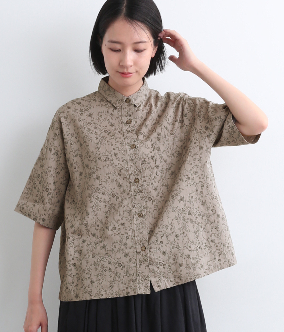 コットンリネンフラワーシャツ（ICHI Antiquites）の商品詳細