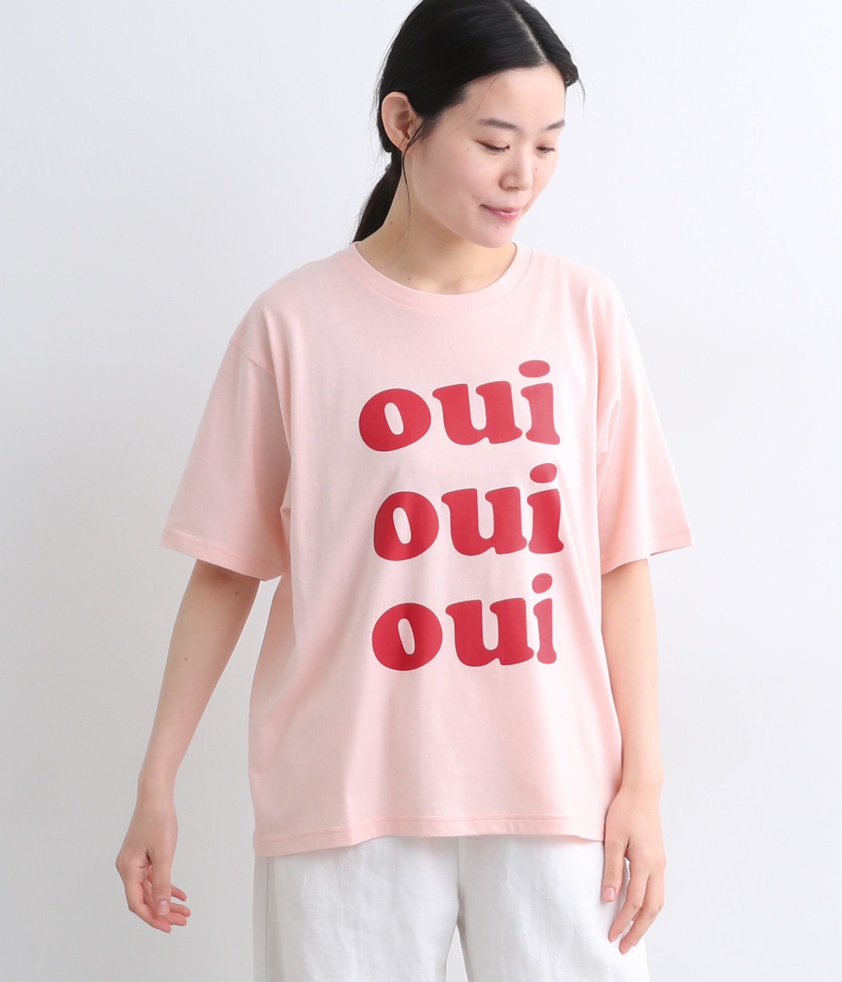 コットンTシャツ OUI(ライトピンク-ONESIZE)