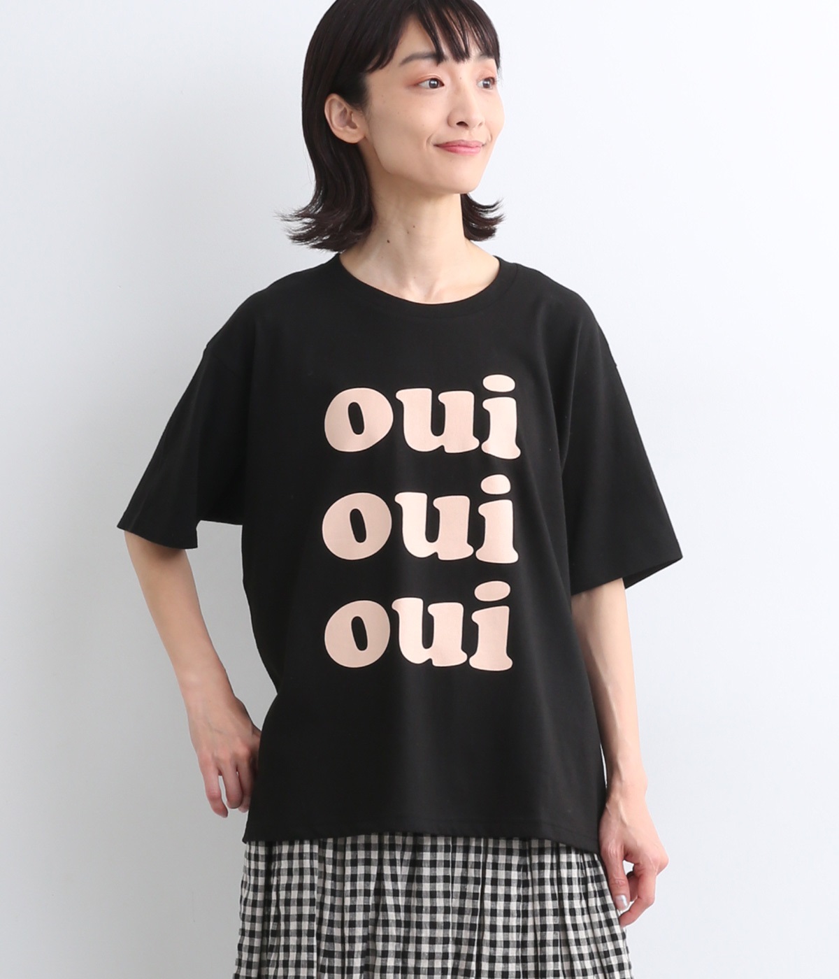 コットンTシャツ OUI(ブラック-ONESIZE)