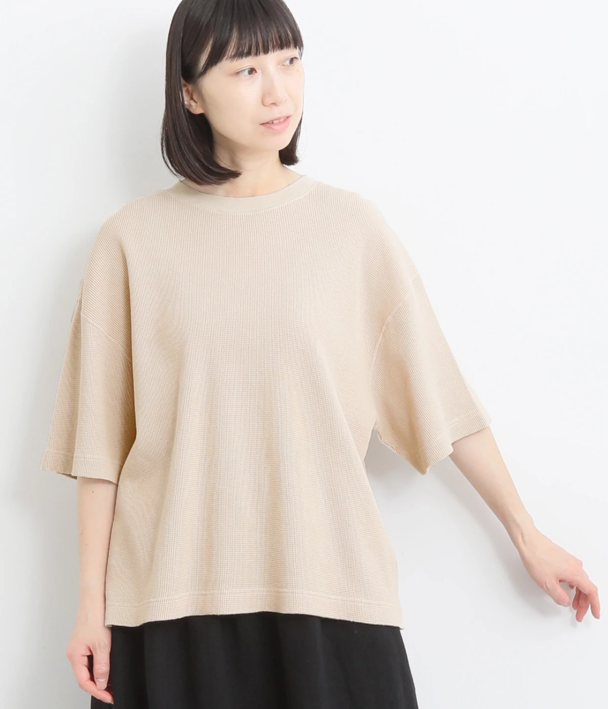 コットンワッフルプルオーバー(ナチュラル-ONESIZE)