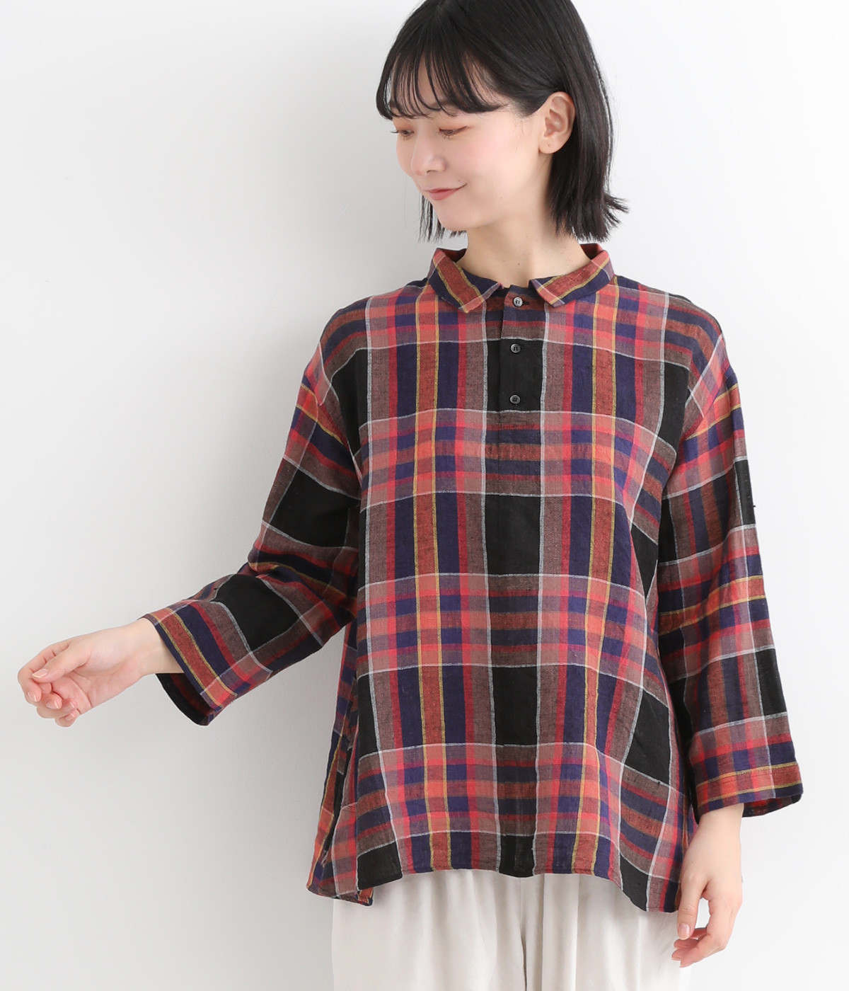 ICHI Antiquitesリネンチェックシャツ 楽天市場】ICHI Antiquites リネン タータンチェック シャツ