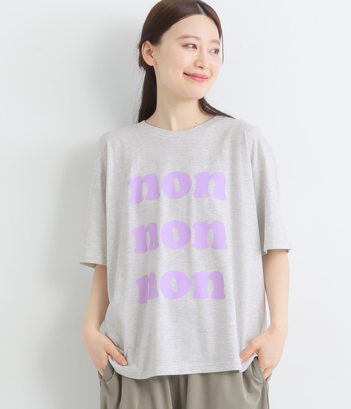 コットンTシャツ　NON(オートミール-ONESIZE)