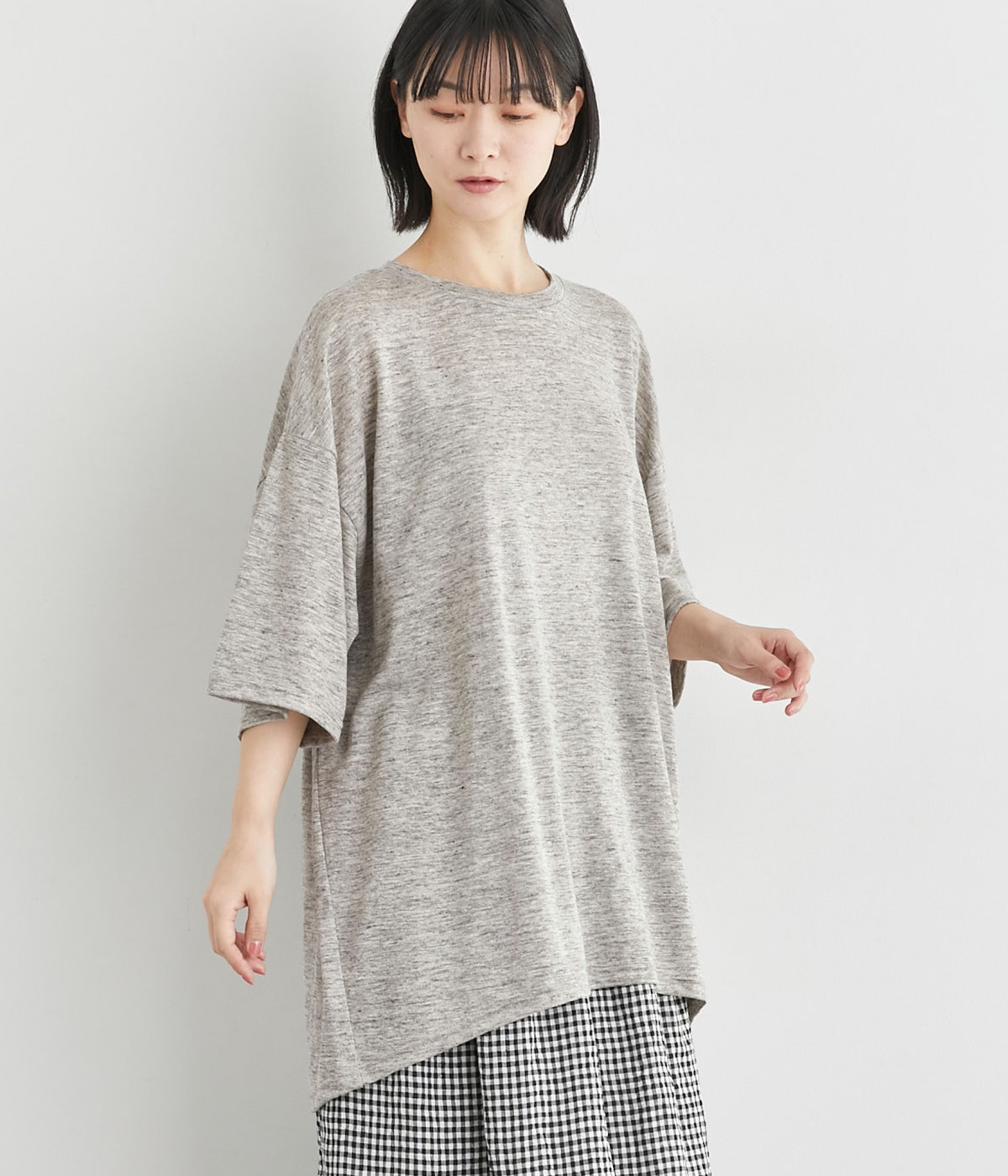 ICHI Antiquite's コットンリネンプルオーバートップス 美品 ichi/Antiquite's(アンティークス） 80670 ワッフルワイドプル