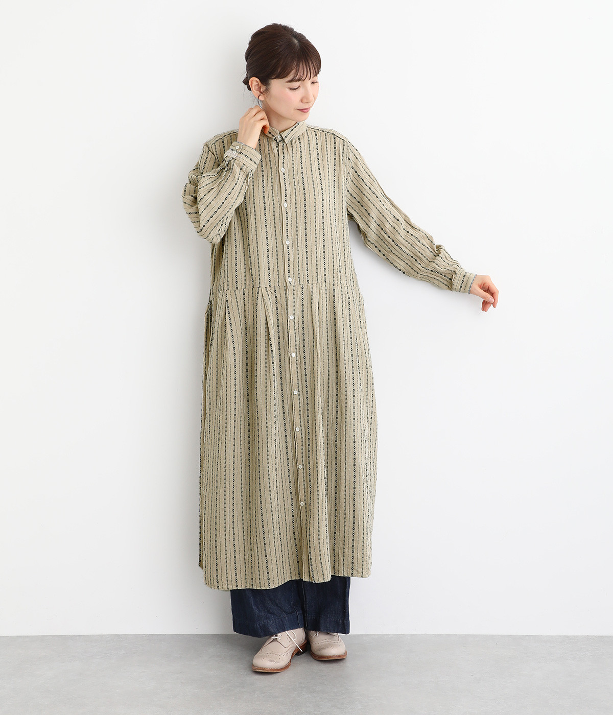 ichi Antiquites 東炊きドビーストライプワンピース ICHI Antiquites（イチアンティークス）の「ICHI Antiquites 東
