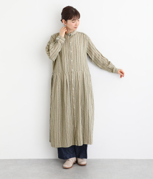 ichi Antiquites 東炊きドビーストライプワンピース ichi Antiquites 東炊きドビーストライプワンピース