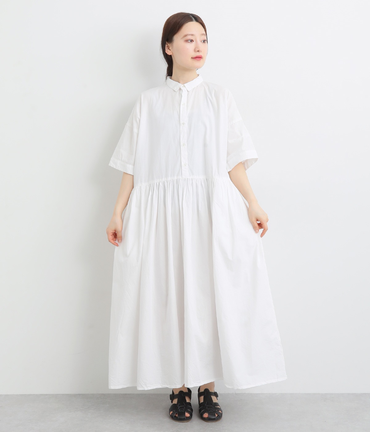 ichi✨️コットン ギャザー ワンピース コットンリネンギャザーワンピース（ichi）の商品詳細
