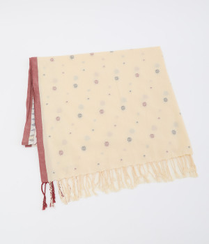 コットンインディアンジャカードストール(ベージュ-ONESIZE)