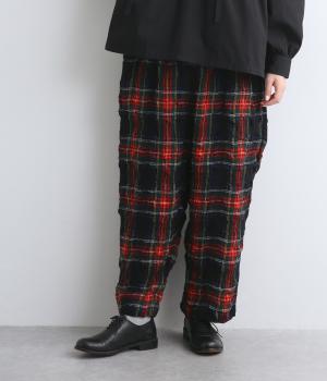 コットンウールタータンチェックパンツ(ブラック-F)