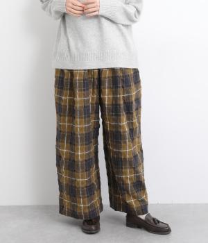 ウールコットンオリジナルチェック　パンツ(ベージュ-F)