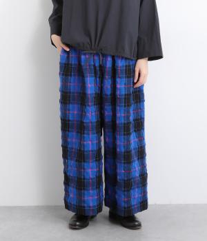 ウールコットンオリジナルチェック　パンツ(ブルー-F)