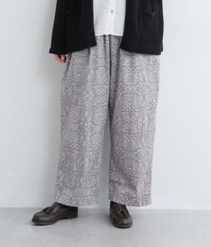 コットン花柄コール天　パンツ(グレー-F)