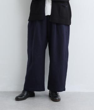 コットンウールピンストライプ　パンツ(ネイビー-F)