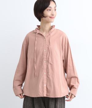 ピーチワッシャースタンドフリルシャツ