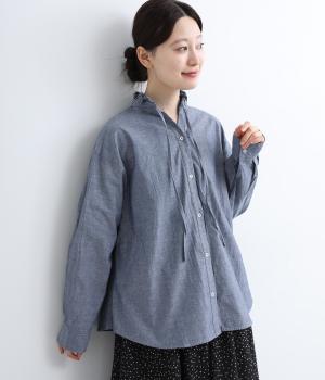 ダンガリースタンドフリルシャツ