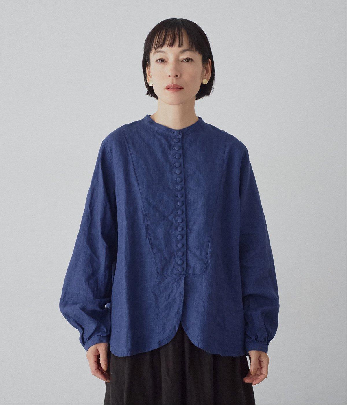 リネンインディゴドレスシャツ