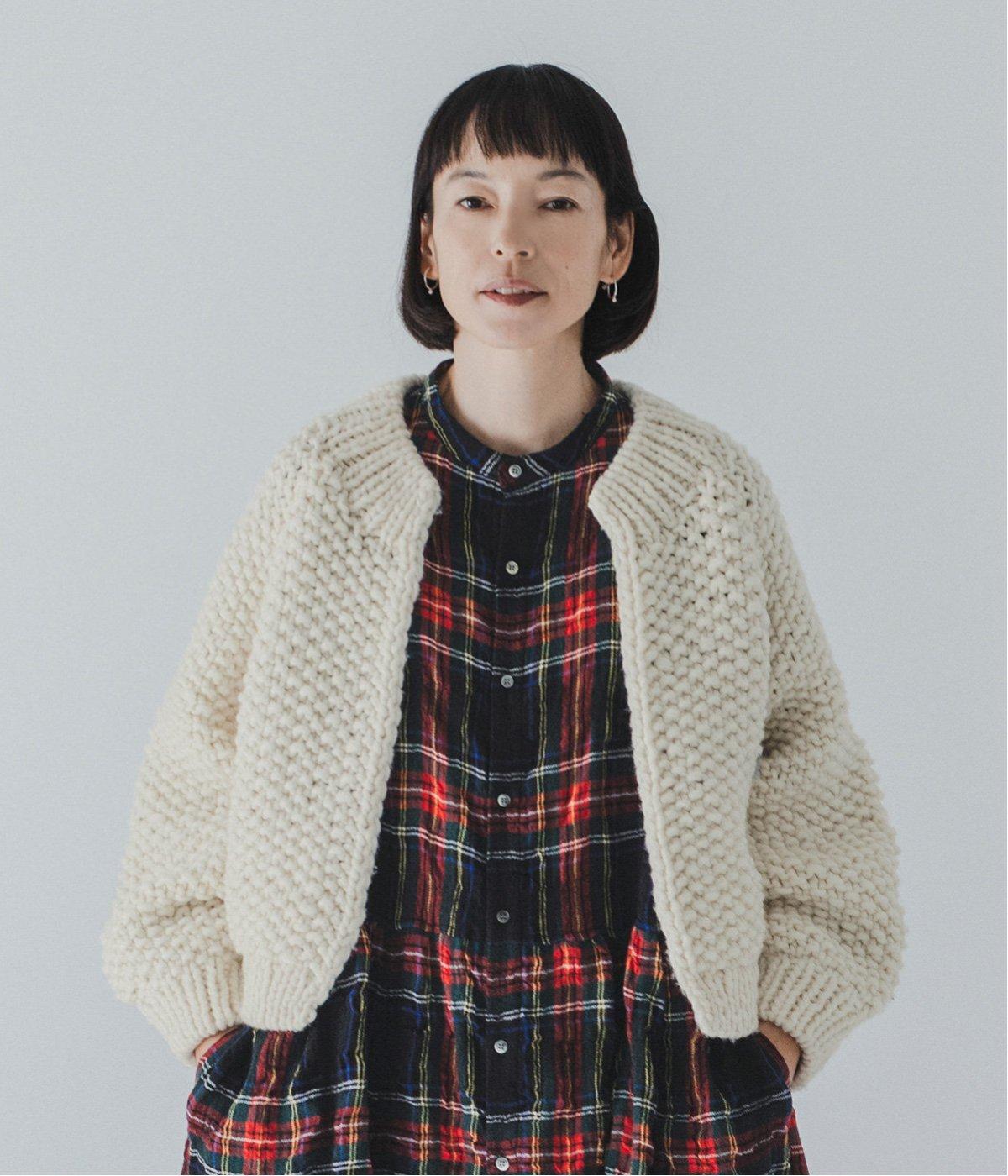 ウールペルーハンドニットカーディガン(ナチュラル-F)