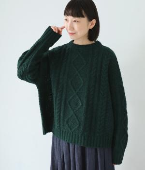シェットランドウールプルオーバー(グリーン-F)