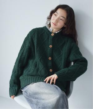 シェットランドウールカーディガン(グリーン-F)