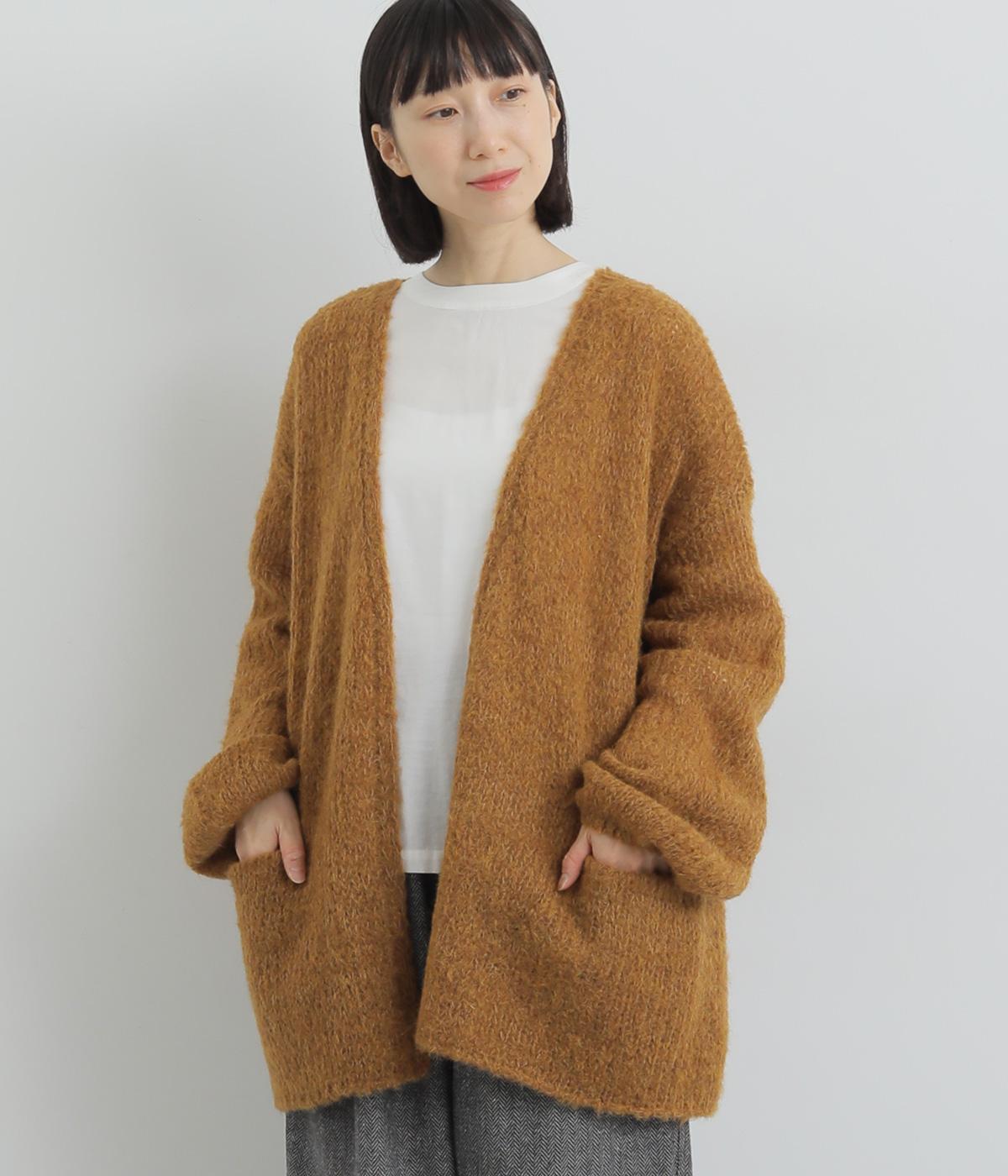 アルパカ混ニット　カーディガン(キャメル-F)