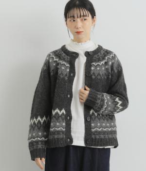 シェットランドウール求心柄カーディガン