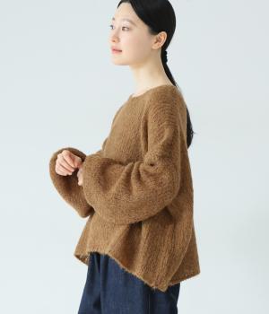 アルパカ混ニットプルオーバー(キャメル-F)