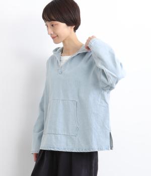 コットンデニム　メキシカンフーディープルオーバー(ライト-F)