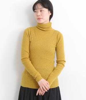 ウール混リブ　タートルネック