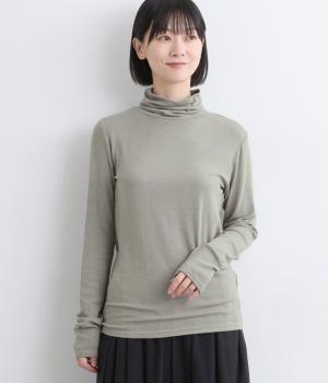 ビスコースウール　やわらかリブタートルネック(グレー-F)