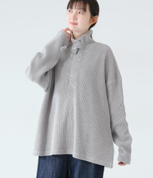 ワッフル　襟元2wayプルオーバー