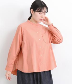 コットン近江晒ブロード　ポケットシャツ(ピンク-F)