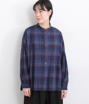 オーガニックコットン　インディゴチェックシャツ